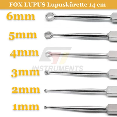 FOX LUPUS Lupuskürette 14cm 1,2,3,4,5,6 mm Haut Kürette Dermatologie Fußpflege - Bild 1 von 2