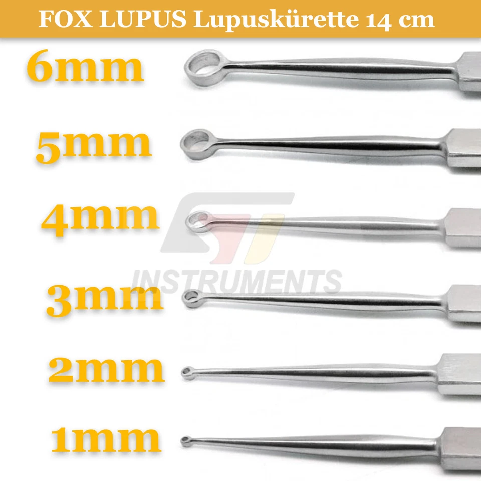 FOX LUPUS Lupuskürette 14cm 1,2,3,4,5,6 mm Haut Kürette Dermatologie Fußpflege - Bild 1 von 2