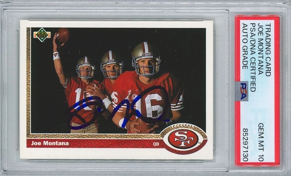 Joe Montana Signed 1991 Upper Deck #54 PSA 85297130 GM MT 10 AUTO - Image 1 of 1