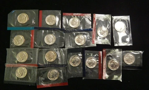 1980-1981 1984-1989 P D Roosevelt Dime Mint Cello Set BU Run 16 US Coin Lot Cover