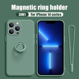 For iPhone 15 14 13 12 Pro Max 11 XR 8 7 Ring Holder Wrist Strap Soft Case Cover - Picture 1 of 25