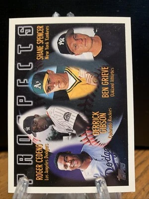 1996 Topps - Prospects #436 Ben Grieve, Roger Cedeno, Derrick Gibson (RC) - Image 1 of 2