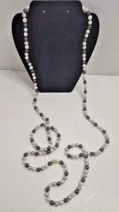 8-9 mm White Black Gray Cultured Pearl Necklace 30" Strand - Jewelry Television - Picture 1 of 8