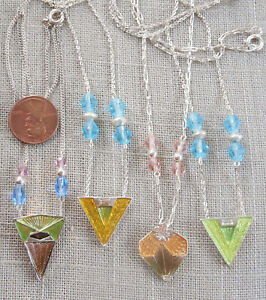Vintage NOS lot of 4 Glass bead faux Enamel Deco styles 18" necklaces D30 #3