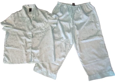 Conjunto de pijama de dos piezas vintage Secret Treasures para mujer XL diseño floral verde claro Foto 1 de 4