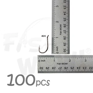 Ganchos de pulpo de pesca 100 piezas Fish WOW!® tamaño 2/0 forma de J níquel negro de alto carbono  - Imagen 1 de 3