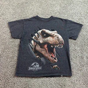 Jurassic World Shirt Boys Large Gray T-Rex Break Through Double Sided Print - Picture 1 of 9