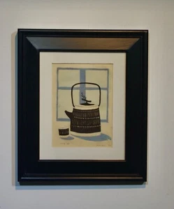 Original woodblock print- Framed Limited Signed- Tea Pot and Cup- Beautiful - Imagen 1 de 12