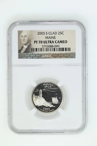 2003-S 25c PR70 Ultra Cameo Maine State Quarter Clad NGC Graded Certified - Picture 1 of 2