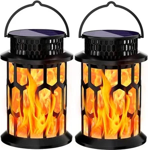 Solar Lanterns Outdoor Waterproof, Flickering Flame Hanging Solar Lantern Campin - Picture 1 of 8