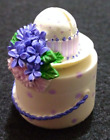 Hat Box by Two's Company Floral Trinket Polka Dot Purple Hat White Floral