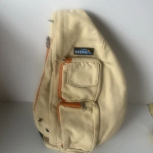 Meru Sling Shoulder Sling Bag Backpack Tan 4 Pocket Hiking Crossbody - Picture 1 of 7
