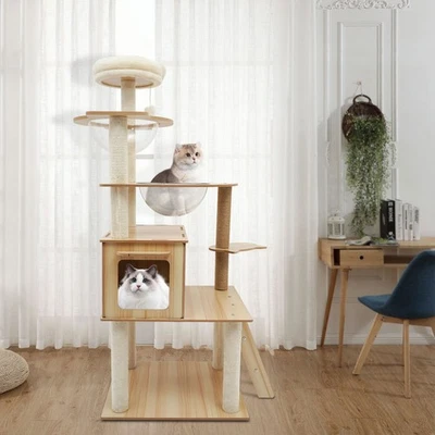 5-Tiers Cat Tree Tower Scratching Posts Cat Condo Trees for Large Cats Bed Toy - Image 1 of 4