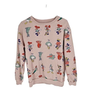 Disney 100 Years Pale Pink Character Fleece Sweatshirt Junior Girl Large 11-13 - Picture 1 of 10