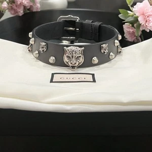 Gucci Leather Tiger Choker W/Box & Duster Retail $930 - Picture 1 of 8