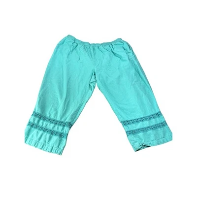 Pantalones capri recortados Stonebridge azul lino cintura elástica para mujer talla 3X Foto 1 de 4