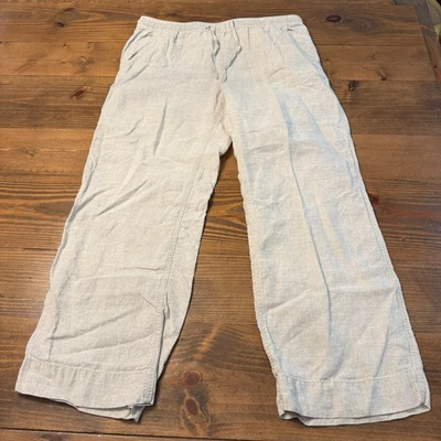 LL Bean 100% Linen Pants 14 Wide Leg Pull On Elastic Waist Minimalist Lagenlook - Image 1 of 4