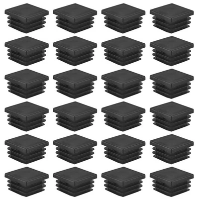 24 peças tampas de extremidade quadrada de plástico com nervuras 30 mm x 30 mm inserção de tubo preto T7M27564 - Imagem 1 de 4