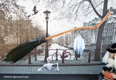 ANTHROPOLOGIE ESCOBA DE HIERBA ESPELUZNANTE - NUEVO EN CAJA - BARRER BLA DECORACIÓN DE HALLOWEEN! Foto 1 de 4