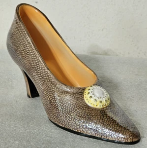 Steppin' Out By S Sarna Mini Keramikschuh, Braun Retro Pump 8x4,5" TOP - Bild 1 von 11