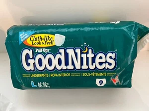 Vintage 2002 Goodnites 9 Large 65-85 Lb Underpants Diapers Pull Ups Night New - Picture 1 of 7