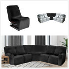 5-Seater Velvet Recliner Corner Sofa Stretch Couch Covers Curved Shape Sectional