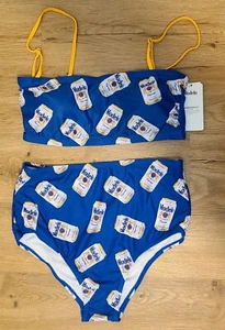 NWT Modelo Convertible Bandeau Top High Waist Bottom Bikini Set Blue Small S $50 - Picture 1 of 5