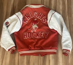 Vtg Leather Letterman’s College High School Hockey Knights Jacket 1950s Rare 42 - Picture 1 of 15