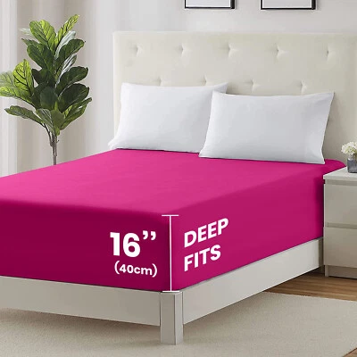 Sábana bajera King Size 16” bolsillo profundo fácil cuidado transpirable sábanas elásticas Foto 1 de 4