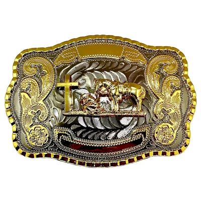 Hebilla de cinturón occidental religiosa de vaquero de oración. Hebilla vaqura Foto 1 de 4