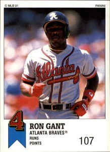 1991 Panini Canadian Top 15 Atlanta Braves Baseball Card #52 Ron Gant