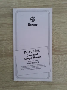 Rover P6 & Range Rover Price and Optional Extras List Brochure 1976 - 2200 3500 - Picture 1 of 3