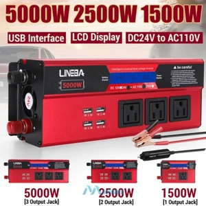 5000W LCD Car Power Inverter DC 124V - AC 110V 120V Home RV Solar Converter 4USB - Picture 1 of 60