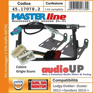 MASCHERINA RADIO 2 DIN DACIA DOKKER 2012> KIT STAFFE + CABLAGGIO - GRIGIO SUCRO - Foto 1 di 7