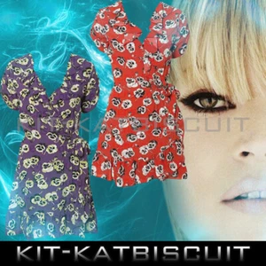 Topshop Kate Moss Red Floral Pansy Wrap Tea Dress Size 12 - Picture 1 of 10