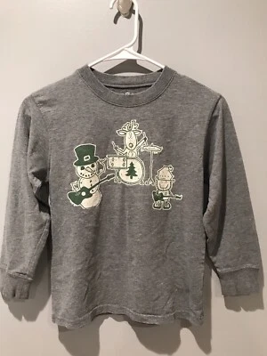 Camiseta Wes And Willy Gris LS con Banda de Rock Muñeco de Nieve, Elfo y Reno Talla 6 Foto 1 de 4