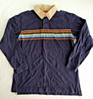 Polo Talbots Niños 3 Botones Largo Slv Caqui Cuello Camisa Azul Marino Talla 12 #15461 Foto 1 de 4