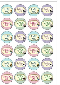 24 PRECORTADOS Alicia en el País de las Maravillas Sombrereros Locos Fiesta Comestibles Oblea Papel Pasteles Toppers - Imagen 1 de 1