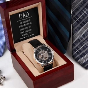 To My Dad, Gift from son or Daughter to  Father, Luxury Men's Openwork Watch - Picture 1 of 12