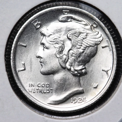 1924 Mercury Silver Dime GEM BU *UNCIRCULATED* MS FSB E258 KER Cover