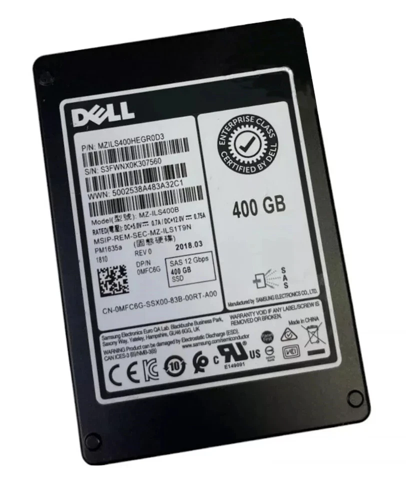Dell 400GB SAS 12Gbps SSD 2.5" MZILS400HEGR0D3 MZ-ILS400B MFC6G - Image 1 of 1