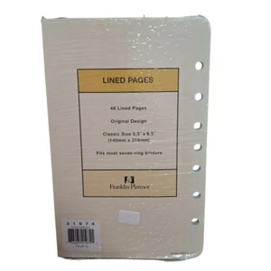 Franklin Planner Lined Page Insert Seven Ring Classic Basic Refill Replacement - Picture 1 of 4