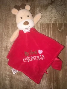 My First Christmas Reindeer Plush Red Lovey Security Blanket - Picture 1 of 6