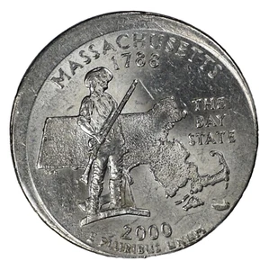 2000 P 25c Off Center Massachusetts Quarter Mint Error coin E143 - Picture 1 of 2