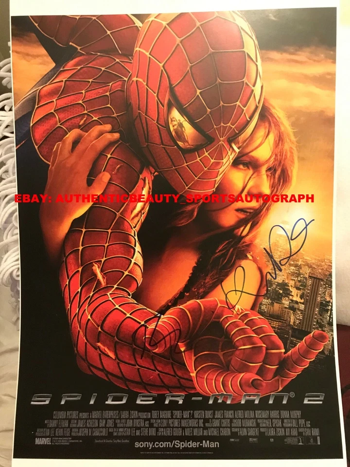 SPIDERMAN 2 MARVEL SIGNED MOVIE REPRINT TOBEY MAGUIRE KIRSTEN DUNST PETER PARKER - Image 1 of 1