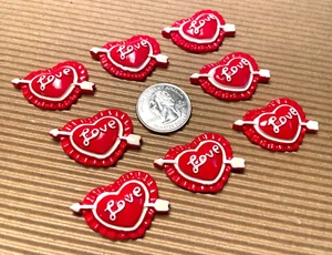 10pcs x 1 3/8" Large Red Resin Arrow-HEART Flatback Embellishment w/Love SB440 - Picture 1 of 1