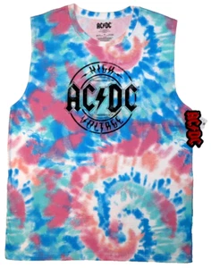 AC/DC HIGH VOLTAGE Size XL Tie-Dye Tank Top Muscle Shirt AUTHENTIC Rock NEW - Picture 1 of 7