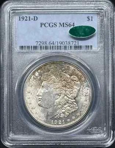 1921 D Morgan Silver Dollar PCGS MS-64 CAC Rainbow Toning - Picture 1 of 2