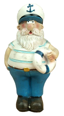 Maritime Deko Figur Kapitän mit Rettungsring Seemann Höhe 16cm (6323) - Bild 1 von 4