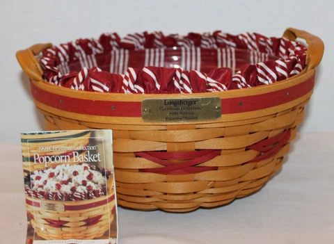 LONGABERGER POPCORN BASKET,  PROTECTOR, CARD,  FABRIC, 1999 Cover